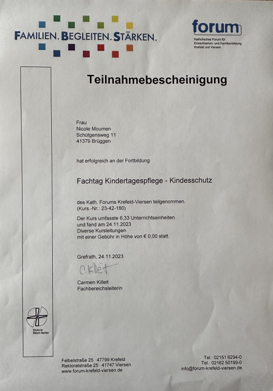 Zertifikat Kindesschutz 1123